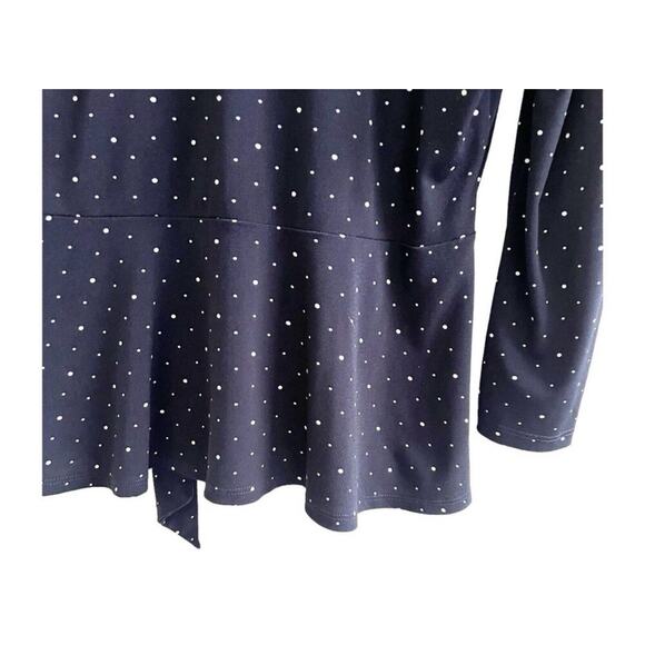 Banana Republic Polka Dot Wrap Peplum Blouse Jersey Stretch Size Medium Navy - Picture 5 of 10